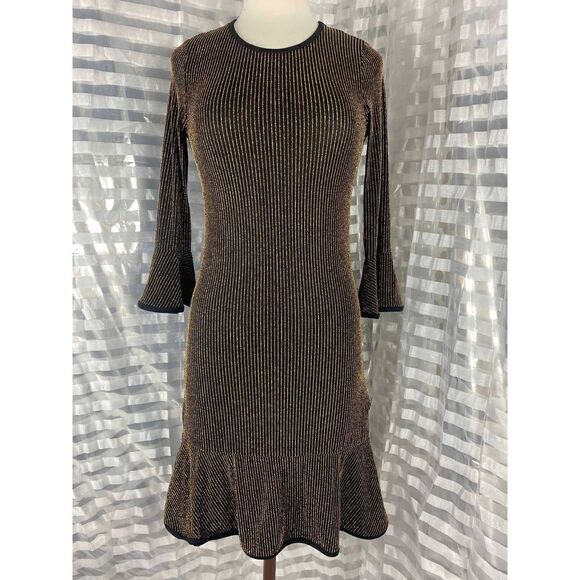 MICHAEl Michael Kors Black/Gold Stripe Party Dress - Picture 1 of 6